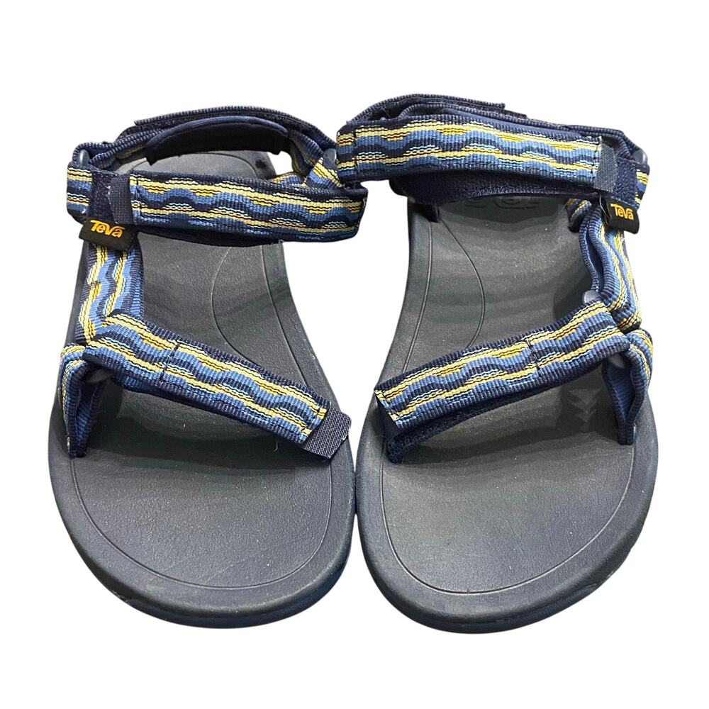 Teva Kids Sport Hiking Sandals Blue Yellow Hook & Loop Size 2 Beach Pool Water